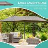 14ft Patio Umbrella Double-Sided Outdoor Market Extra Large Umbrella with Crank, Cross Base for Deck, Lawn, Backyard and Pool, Brown