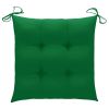 Patio Chairs with Green Cushions 8 pcs Solid Teak Wood