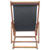 Folding Beach Chair Fabric and Wooden Frame Gray