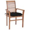 Dining Chairs 4 pcs with Black Cushions Solid Teak Wood