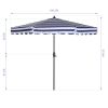 Outdoor Patio Umbrella 9-Feet Flap Market Table Umbrella 8 Sturdy Ribs with Push Button Tilt and Crank; blue/white with Flap[Umbrella Base is not Incl