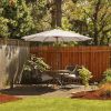 10 Feet Patio Umbrella with 8 Wooden Ribs and 3 Adjustable Heights