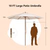 10 Feet Patio Umbrella with 8 Wooden Ribs and 3 Adjustable Heights