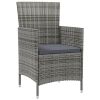 Patio Chairs with Cushions 2 pcs Poly Rattan Gray