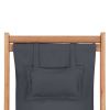 Folding Beach Chair Fabric and Wooden Frame Gray