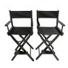 Casual Home Director's Chair ;  Black Frame/Black Canvas ;  Suitable for adults;  foldable style;   2pcs/set populus