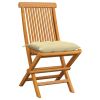 Patio Chairs with Cream White Cushions 6 pcs Solid Teak Wood