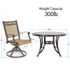 [Only for Pickup] Outdoor 5 Piece Dining Set Patio Furniture, Aluminum Swivel Rocker Chair Sling Chair Set with 46 inch Round Mosaic Tile Top Aluminum