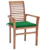 Dining Chairs 6 pcs with Green Cushions Solid Teak Wood