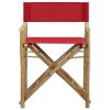 Folding Director's Chairs 2 pcs Red Bamboo and Fabric