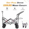 Collapsible Heavy Duty Beach Wagon Cart All Terrain Beach Wheels Large Capacity Outdoor Folding Utility Camping Garden Cart Brake for Beach Camping Sh