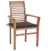 Dining Chairs 8 pcs with Taupe Cushions Solid Teak Wood