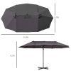 14ft Patio Umbrella Double-Sided Outdoor Market Extra Large Umbrella with Crank, Cross Base for Deck, Lawn, Backyard and Pool, Grey