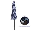 Outdoor Patio Umbrella 9-Feet Flap Market Table Umbrella 8 Sturdy Ribs with Push Button Tilt and Crank; blue/white with Flap[Umbrella Base is not Incl