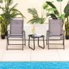 Outdoor Folding Sling Chairs with Armrest and Backrest