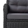 Patio Chairs 2 pcs with Cushions Poly Rattan Black