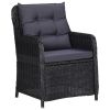 Patio Chairs 2 pcs with Cushions Poly Rattan Black