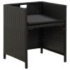 Patio Chairs with Cushions 4 pcs Poly Rattan Black