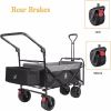 Collapsible Heavy Duty Beach Wagon Cart All Terrain Beach Wheels Large Capacity Outdoor Folding Utility Camping Garden Cart Brake for Beach Camping Sh