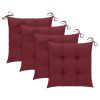 Patio Chairs with Wine Red Cushions 4 pcs Solid Teak Wood