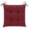 Patio Chairs with Wine Red Cushions 4 pcs Solid Teak Wood