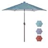 Outdoor Patio 8.7-Feet Market Table Umbrella with Push Button Tilt and Crank, Red Stripes With 24 LED Lights[Umbrella Base is not Included] RT