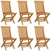 Patio Chairs with Blue Cushions 6 pcs Solid Teak Wood