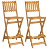 Folding Patio Bar Stools 2 pcs Solid Wood Acacia