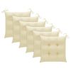 Patio Chairs with Cream White Cushions 6 pcs Solid Teak Wood