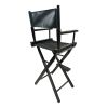 Casual Home Director's Chair ;  Black Frame/Black Canvas ;  Suitable for adults;  foldable style;   2pcs/set populus