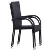 Stackable Patio Chairs 2 pcs Poly Rattan Black