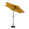 8.8 feet Outdoor Aluminum Patio Umbrella, Patio Umbrella, Market Umbrella with 33 pounds Round Resin Umbrella Base, Push Button Tilt and Crank lift, Y