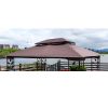 13x10 Ft Patio Double Roof Gazebo Replacement Canopy Top Fabric,Brown