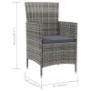 Patio Chairs with Cushions 2 pcs Poly Rattan Gray