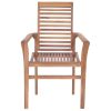 Dining Chairs 4 pcs with Black Cushions Solid Teak Wood