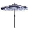 Outdoor Patio Umbrella 9-Feet Flap Market Table Umbrella 8 Sturdy Ribs with Push Button Tilt and Crank; blue/white with Flap[Umbrella Base is not Incl