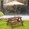 Outdoor 4-Seat Kid's Picnic Table Bench with Umbrella