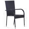 Stackable Patio Chairs 2 pcs Poly Rattan Black