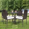 Trendy And Pratical Outdoor Patio Rattan Dining Chairs Cushioned Sofa 4 Pcs Set