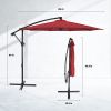 10ft Offset Umbrella Cantilever Patio Hanging Umbrella Outdoor Market Umbrella with Crank & Cross Base Suitable for Garden, Lawn, backyard and Deck, R