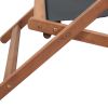 Folding Beach Chair Fabric and Wooden Frame Gray