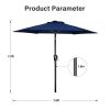 7.5ft Patio Outdoor Table Market Yard Umbrella with Push Button Tilt/Crank, 6 Sturdy Ribs for Garden, Deck, Backyard, Pool, Dark Blue