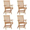 Patio Chairs with Blue Cushions 4 pcs Solid Teak Wood