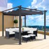 10x10 Ft Outdoor Patio Retractable Metal Pergola With Canopy Sunshelter Pergola for Gardens,Terraces,Backyard, Gray