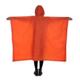 Multi-Usage Lightweight Hooded Rain Poncho Picnic Mat Blanket Sun Shelter (Color: orange, Type: Camping supplies)