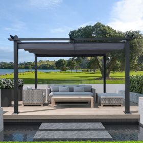 13x10 Ft Outdoor Patio Retractable Pergola With Canopy Sunshelter Pergola for Gardens,Terraces,Backyard, Gray (Color: as Pic)