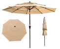 9Ft 3-Tiers Outdoor Patio Umbrella with Crank and tilt and Wind Vents for Garden Deck Backyard Pool Shade Outside Deck Swimming Pool RT