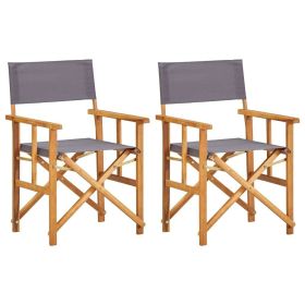 Director's Chairs 2 pcs Solid Acacia Wood (Color: Brown)