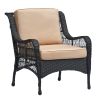 Outdoor Wicker Chair Rattan Patio Dining Chair, PE Wicker Patio Chair with 4inch Seat Cushions, Navy Blue