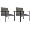 Patio Dining Chairs 2 pcs Poly Rattan Gray